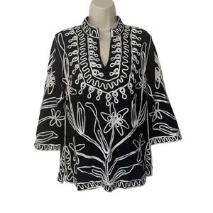 Metallic Embroidery Tunic, Lauren Michelle,‎ Soft Stretchy Dressy, Ladies Medium